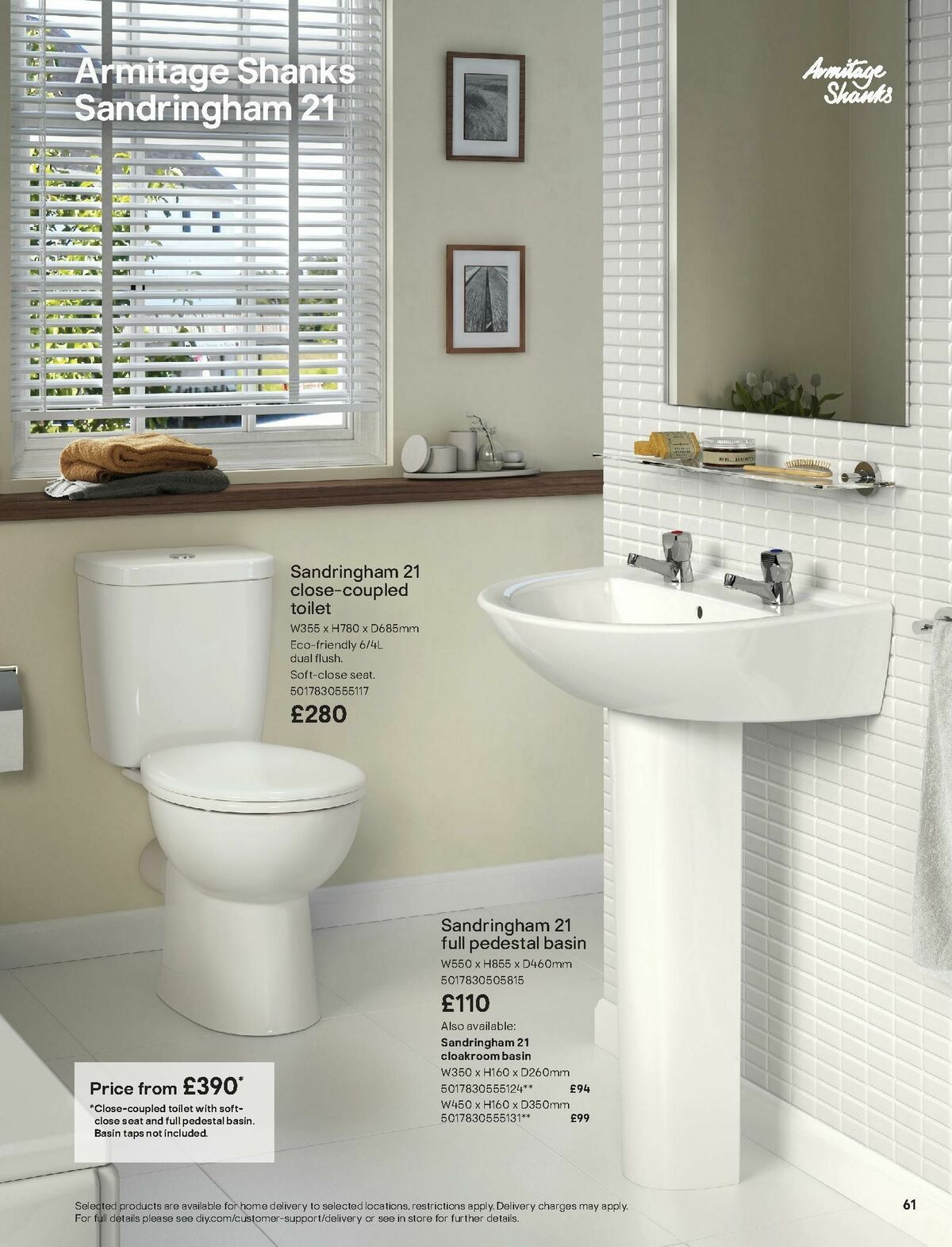 B&Q Bathroom Collections Offers from 1 October