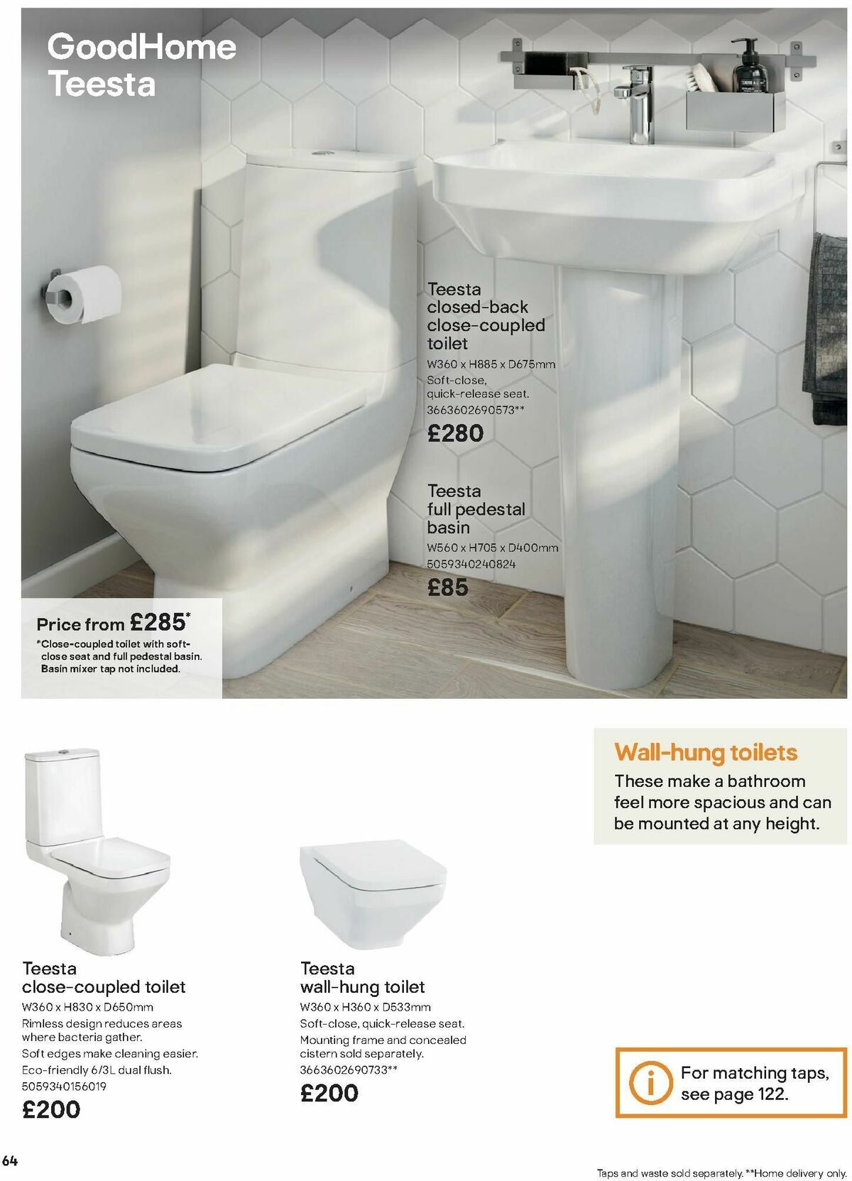 B&Q Bathroom Collections Offers from 1 October