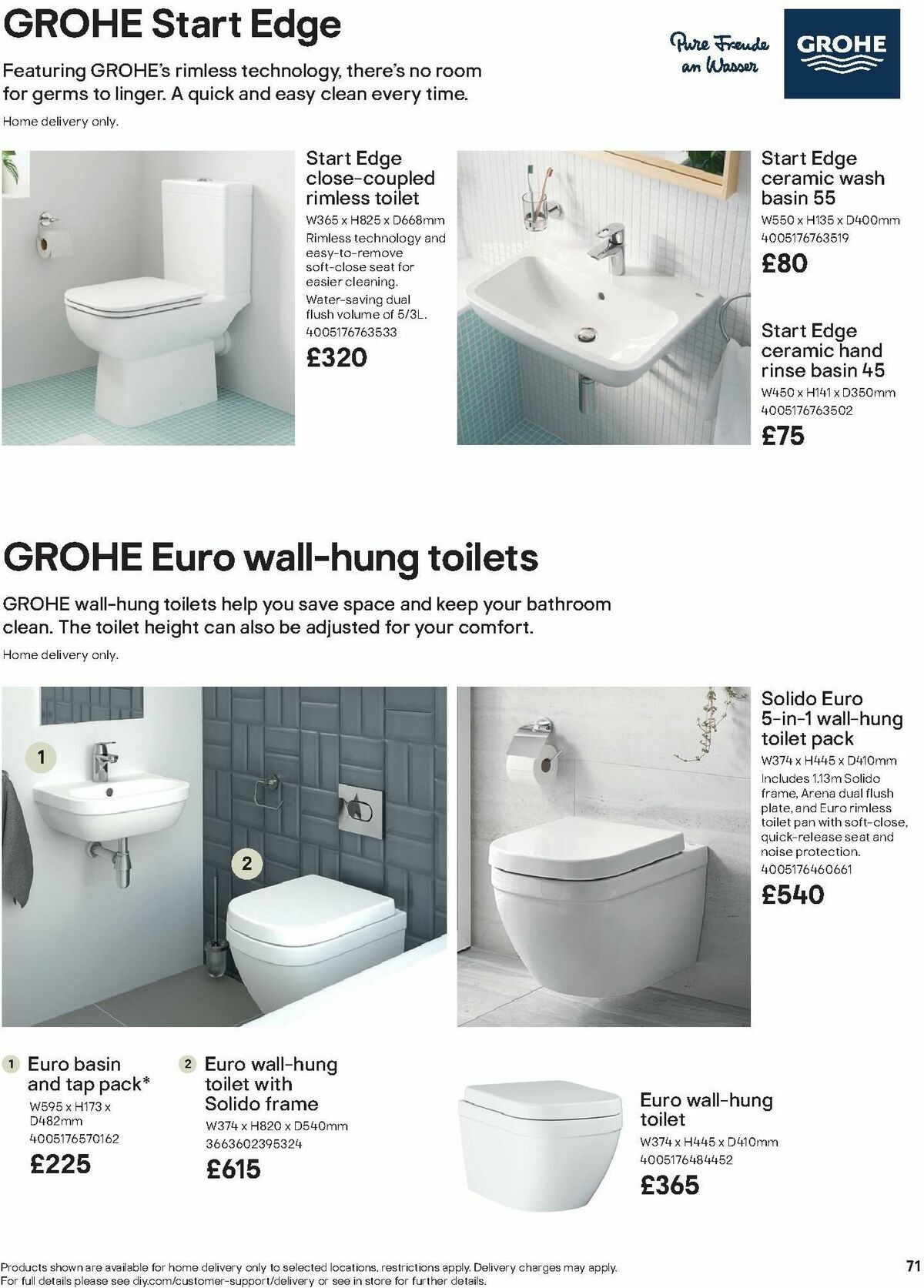 B&Q Bathroom Collections Offers from 1 October