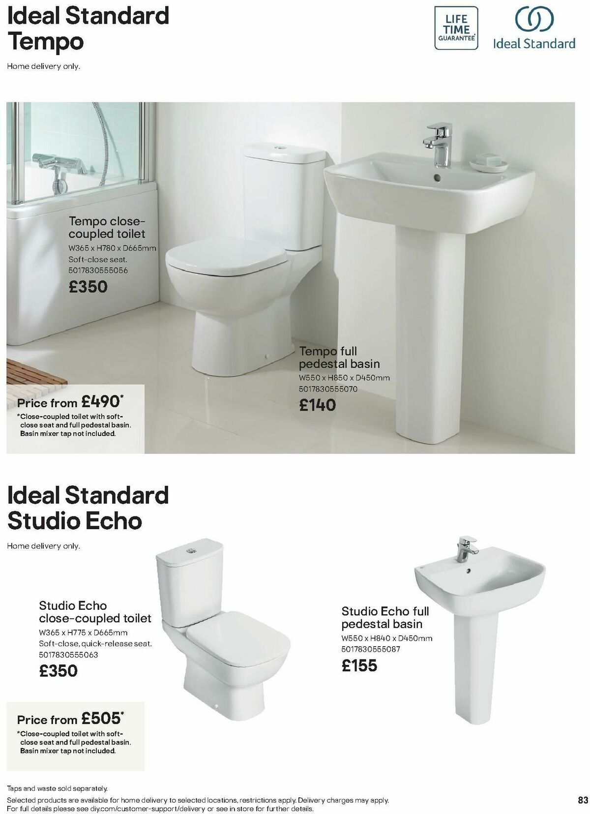 B&Q Bathroom Collections Offers from 1 October