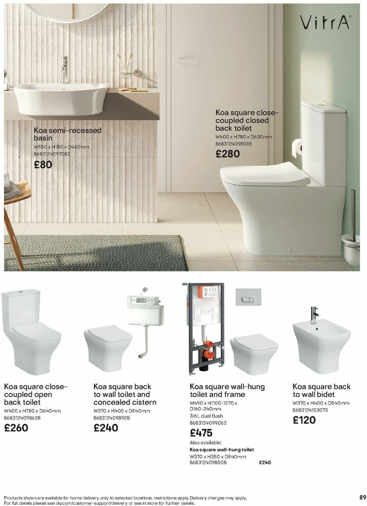 B&Q Bathroom Collections Offers from 1 October
