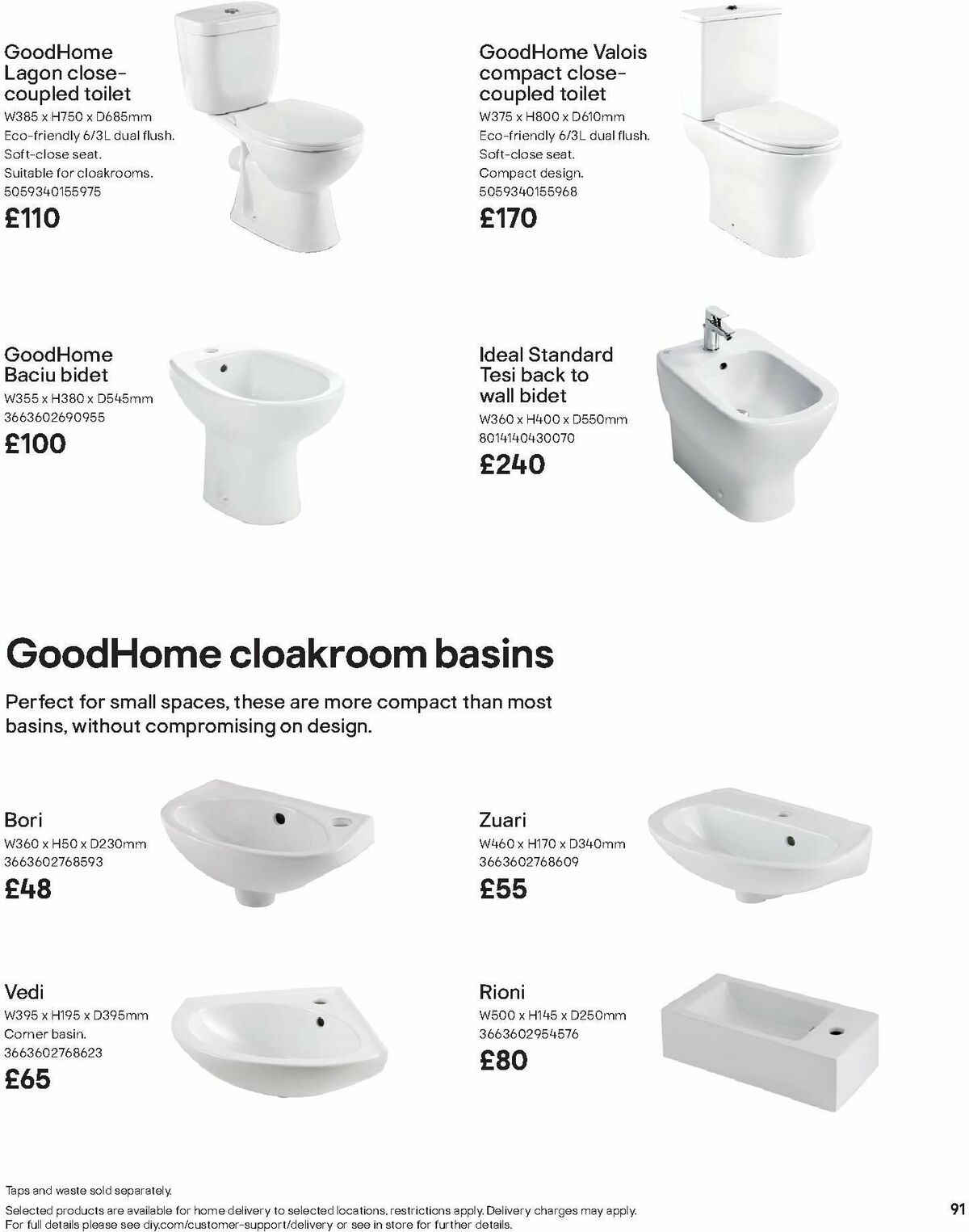 B&Q Bathroom Collections Offers from 1 October