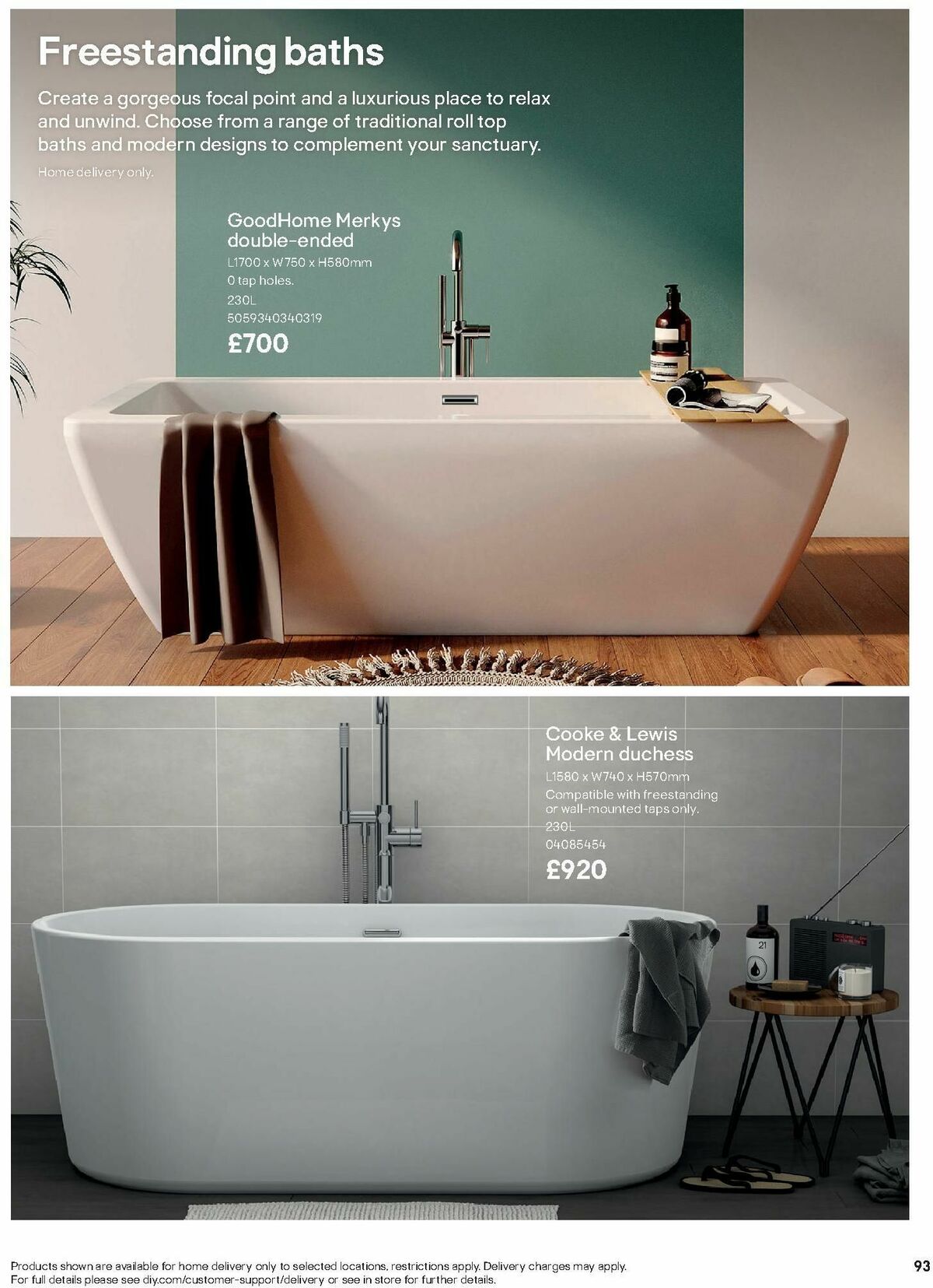 B&Q Bathroom Collections Offers from 1 October