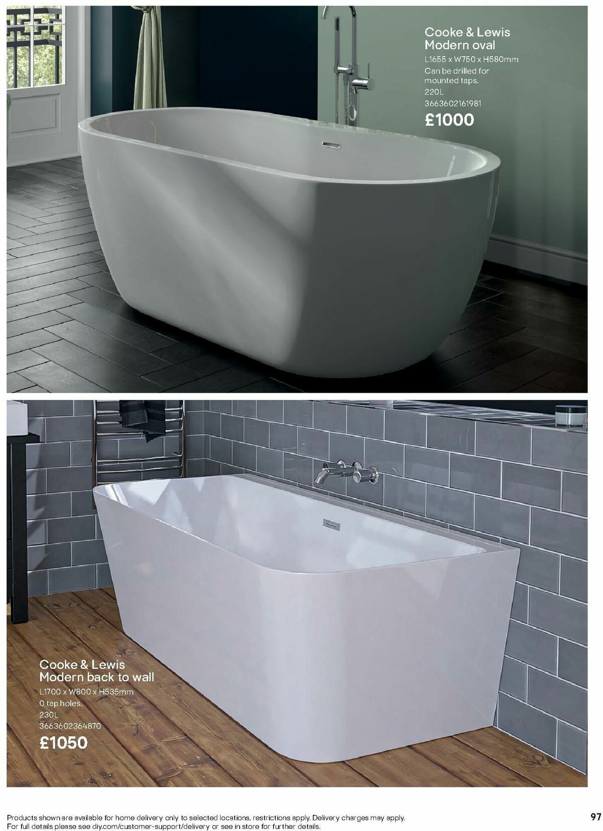 B&Q Bathroom Collections Offers from 1 October