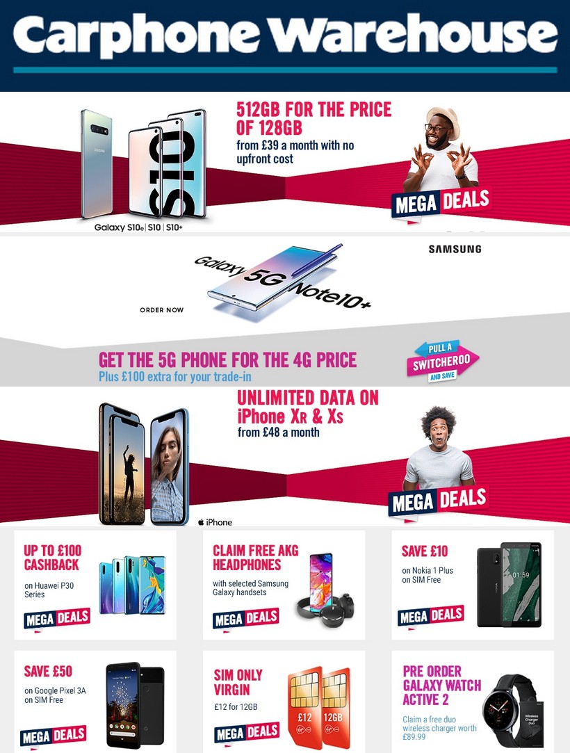 Carphone Warehouse Offers from 28 August