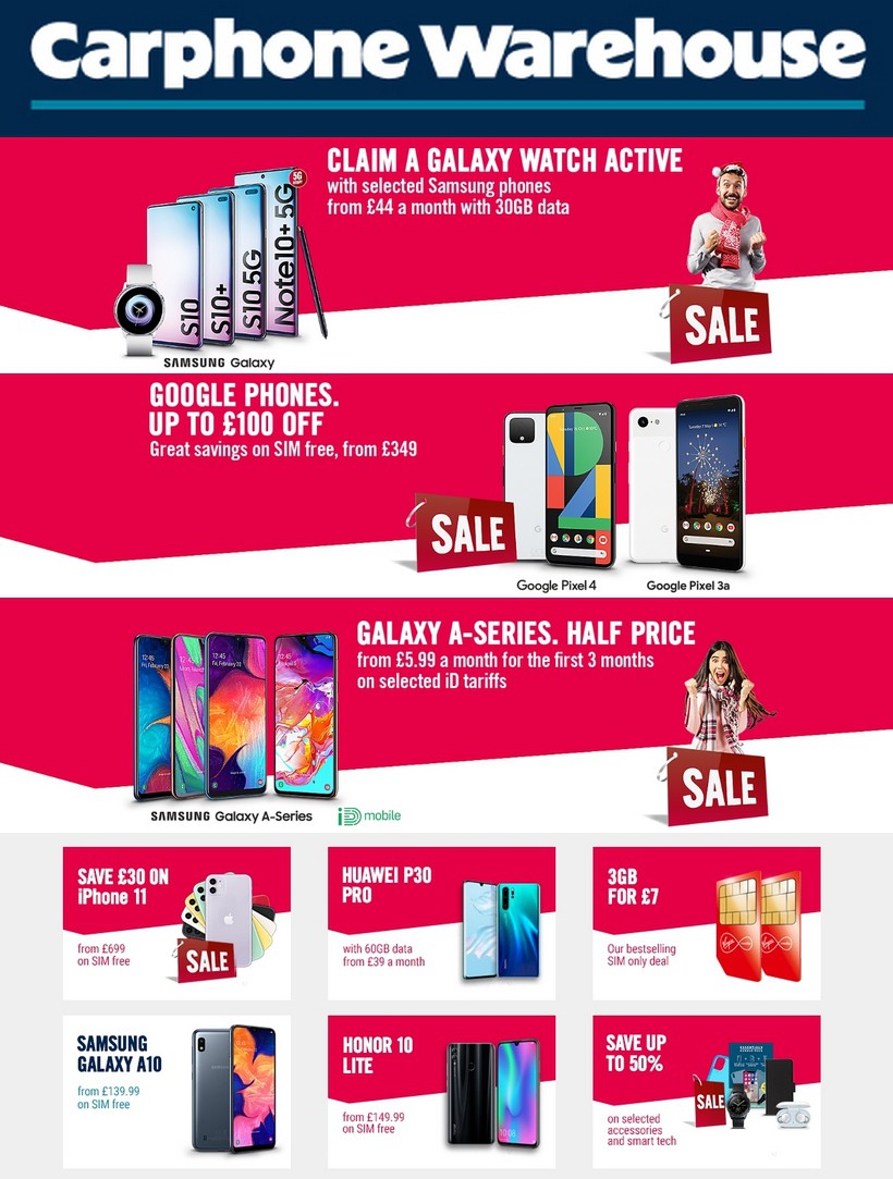 Carphone Warehouse Offers from 4 January