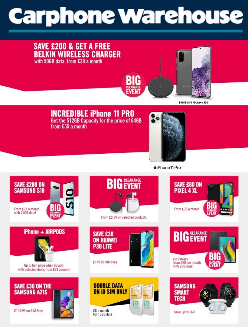 Carphone Warehouse Offers from 16 July