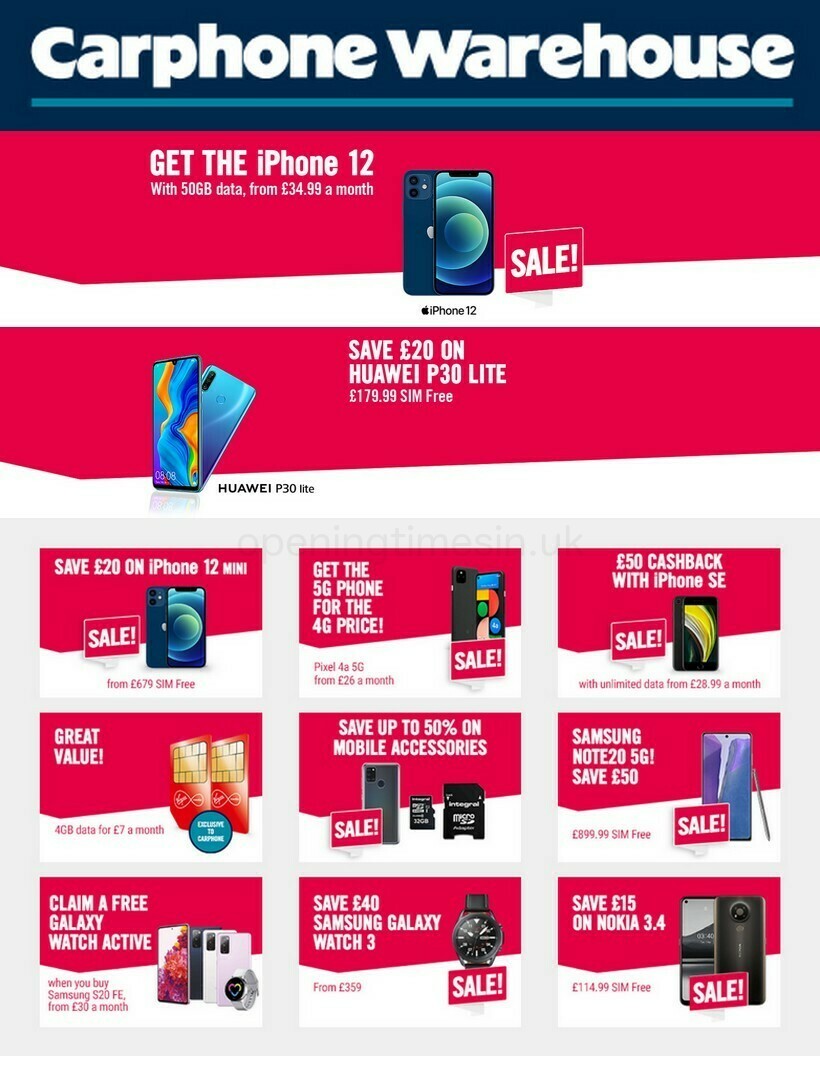Carphone Warehouse Offers from 2 January