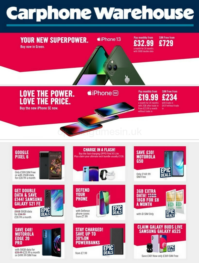 Carphone Warehouse Offers from 2 April