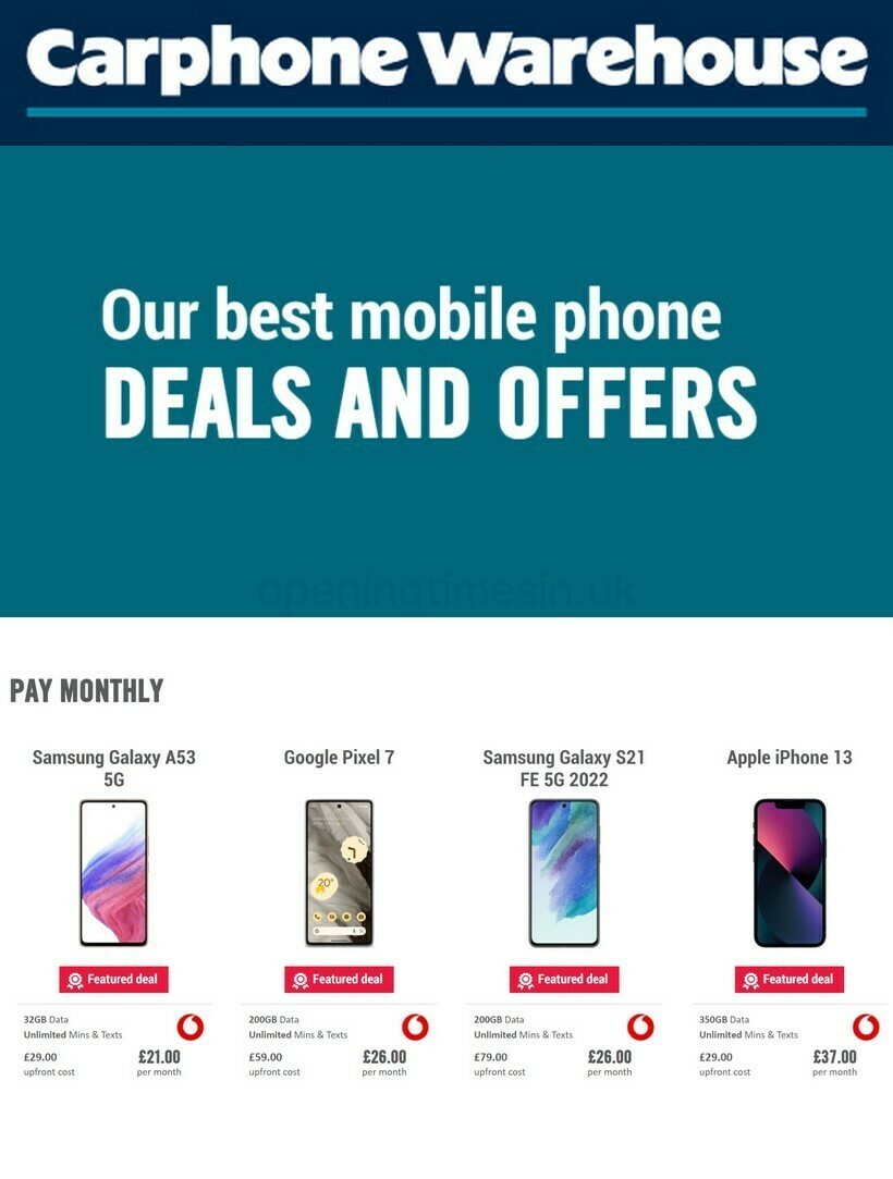 Carphone Warehouse Offers from 22 December