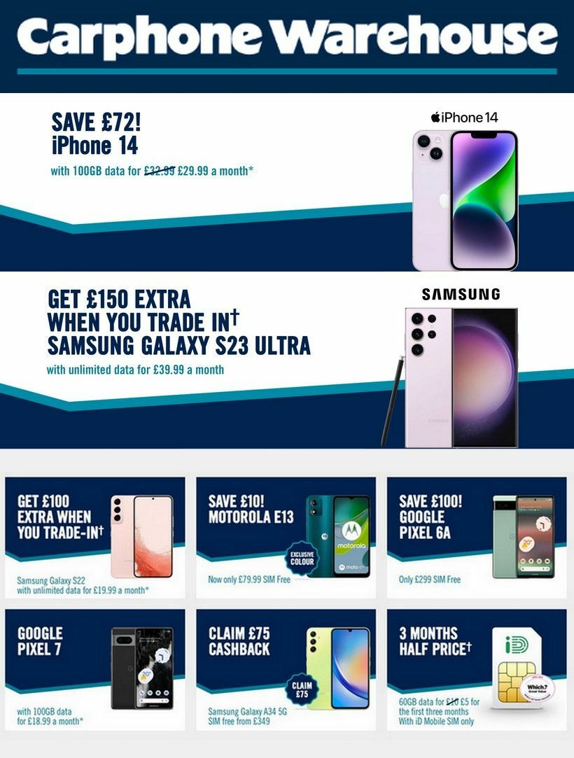Carphone Warehouse Offers from 28 June
