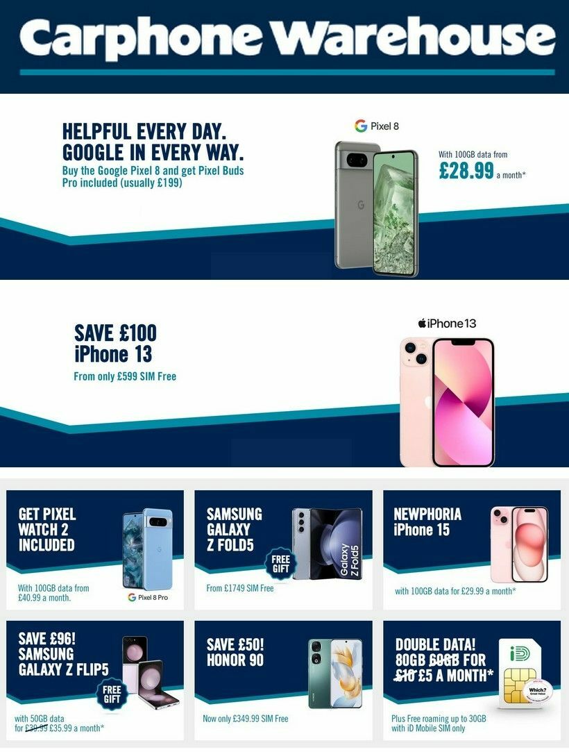 Carphone Warehouse Offers from 11 October