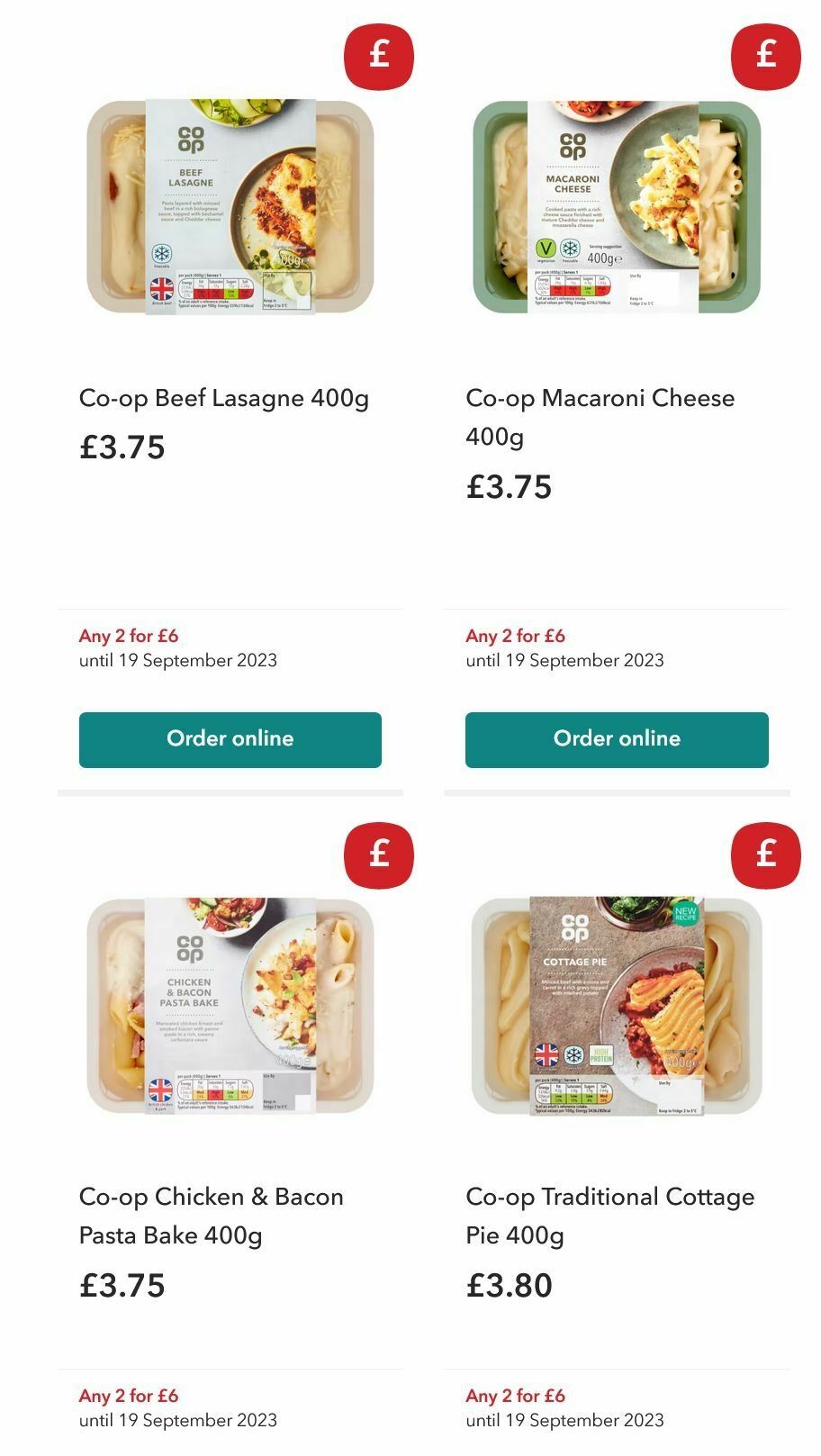 Co-op Food Offers from 9 August