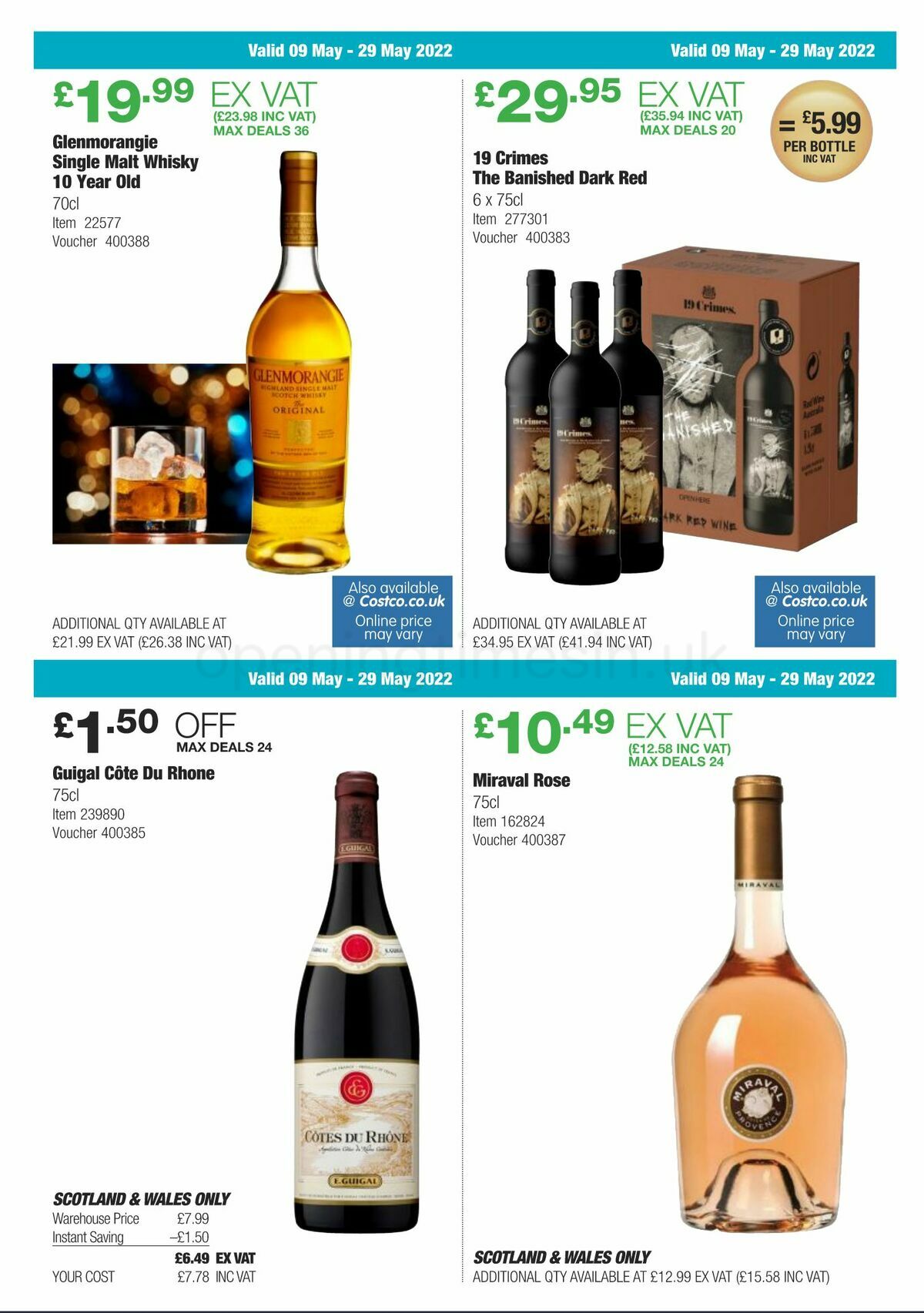 Costco Scotland & Wales Offers from 9 May
