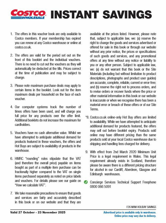 Costco Holiday Savings Offers from 27 October