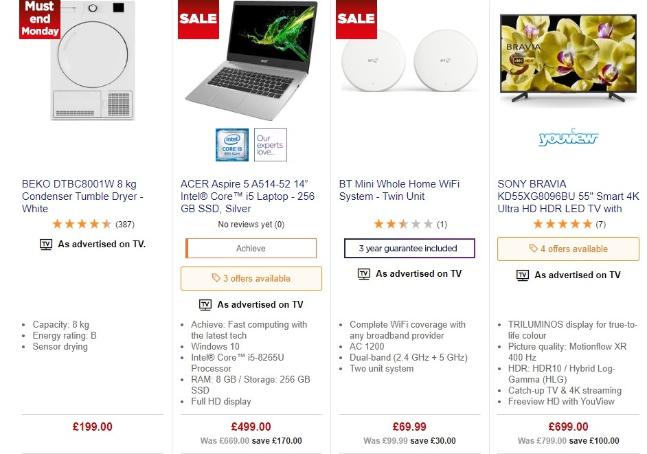 Currys Offers from 27 September