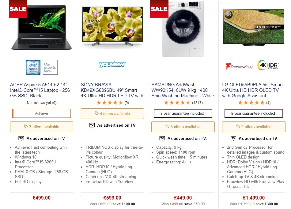 Currys Offers from 27 September