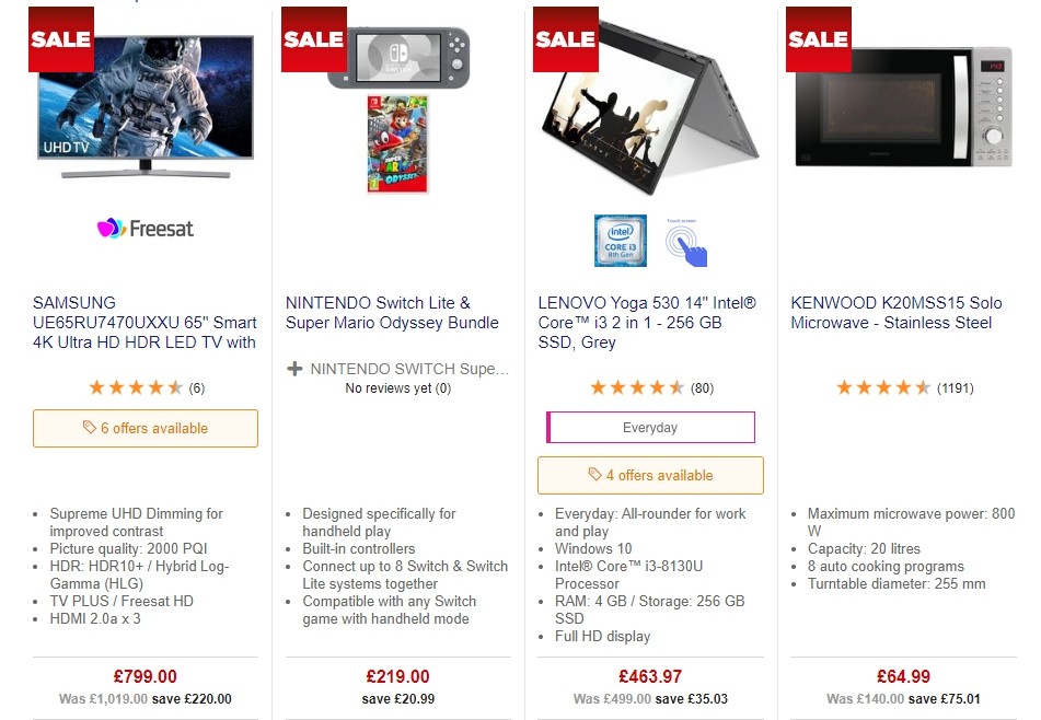 Currys Offers from 4 October