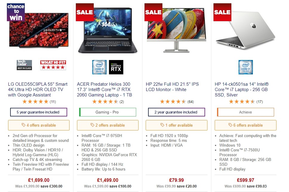 Currys Offers from 4 October