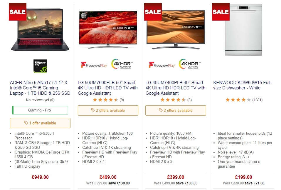 Currys Offers from 4 October