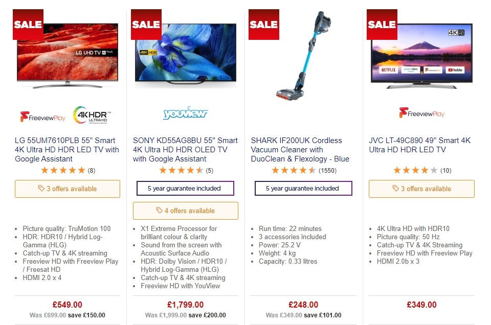 Currys Offers from 4 October