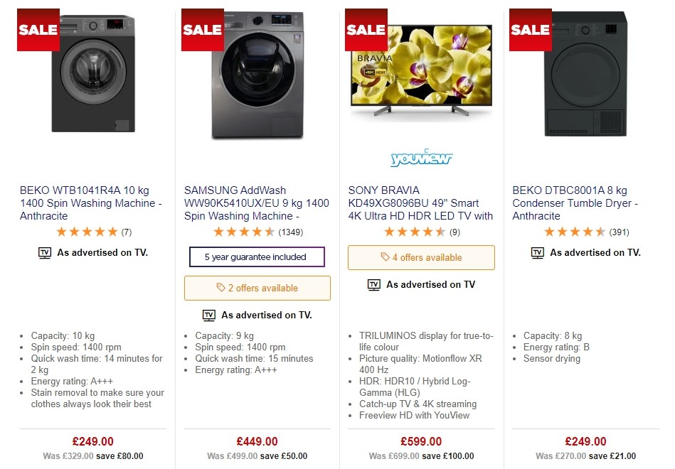 Currys Offers from 4 October