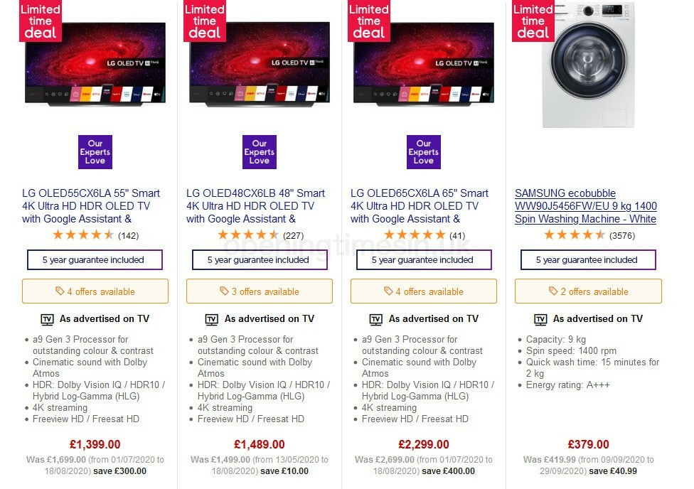 Currys Offers from 9 October