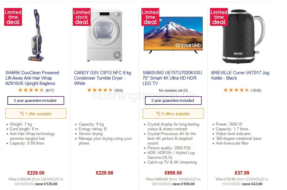 Currys Offers from 23 October