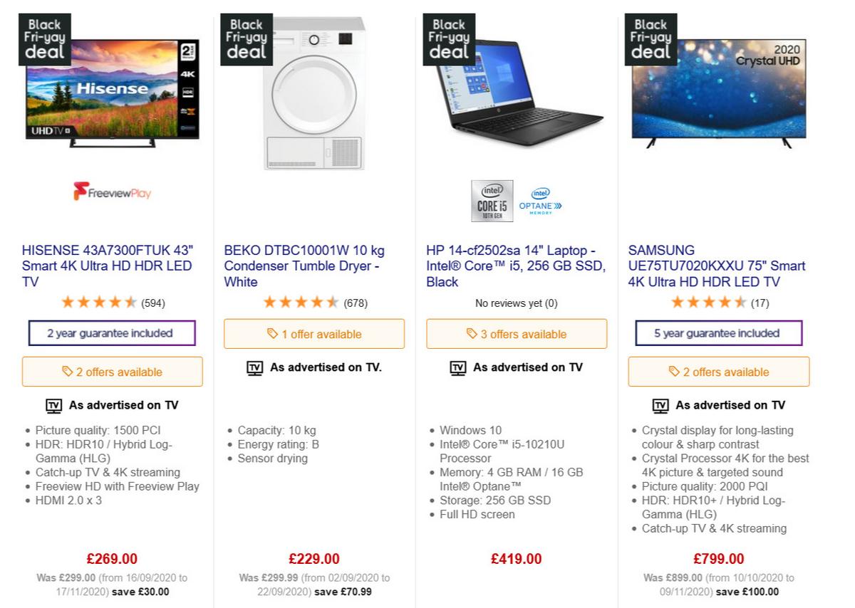 Currys Black Friday Offers from 20 November