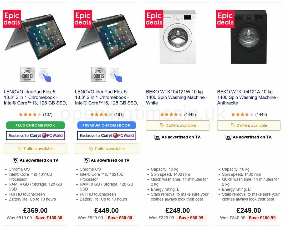 Currys Offers from 3 September