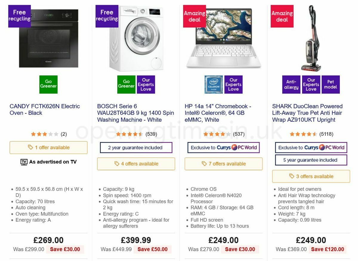 Currys Offers from 30 September