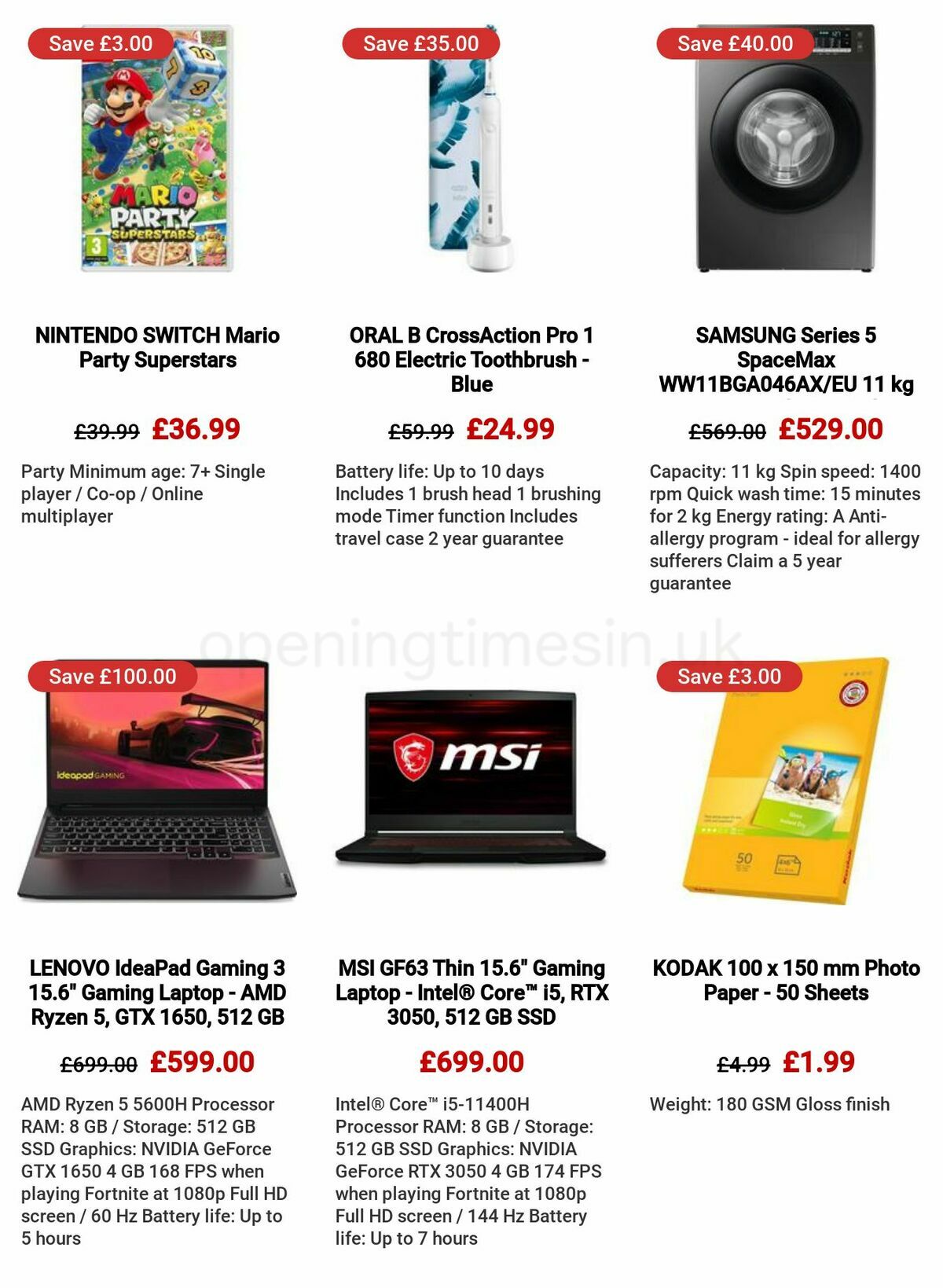 Currys Offers from 3 November