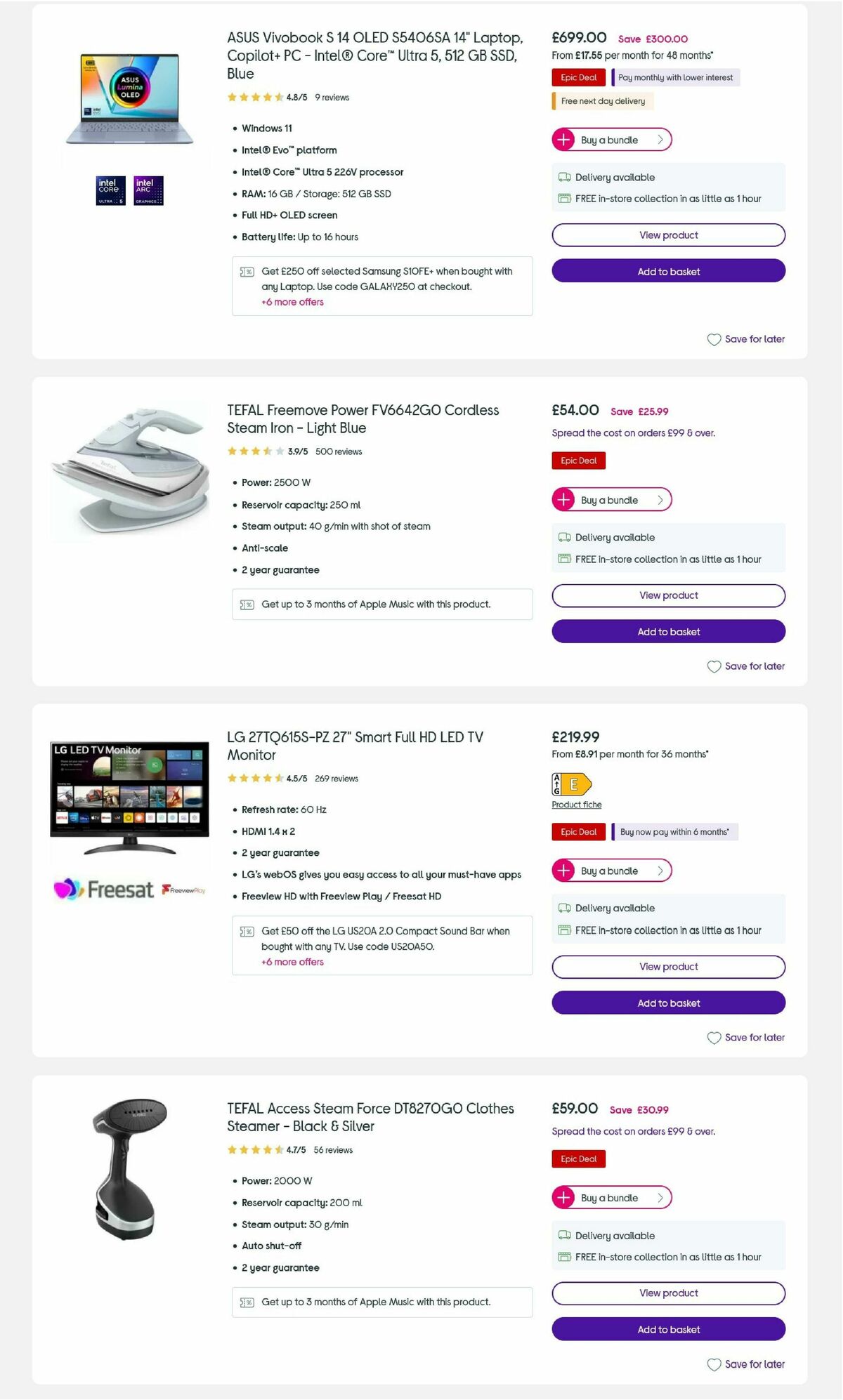 Currys Offers from 4 July