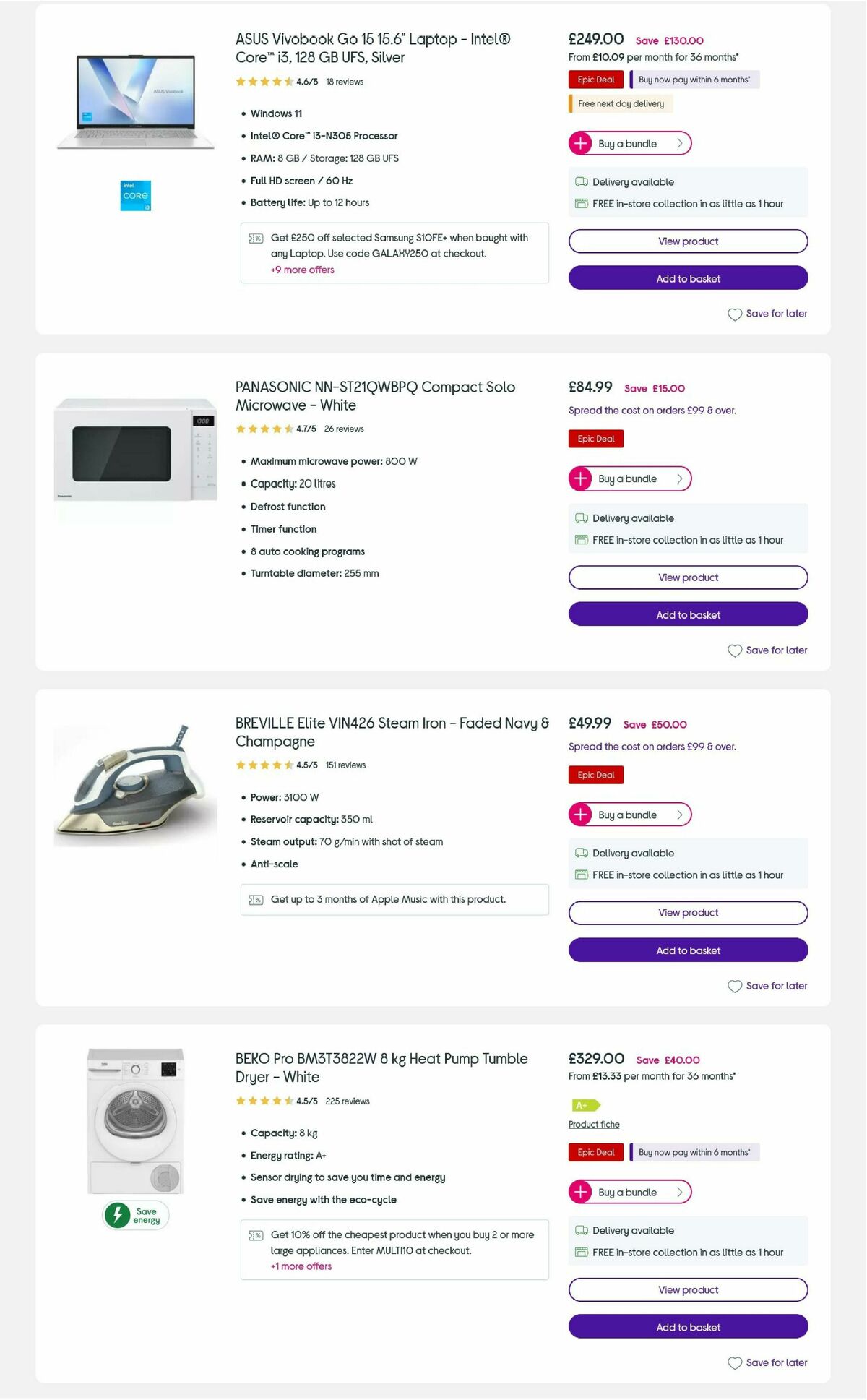 Currys Offers from 4 July