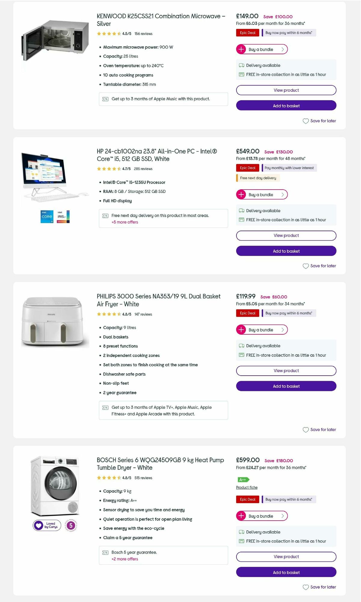 Currys Offers from 4 July