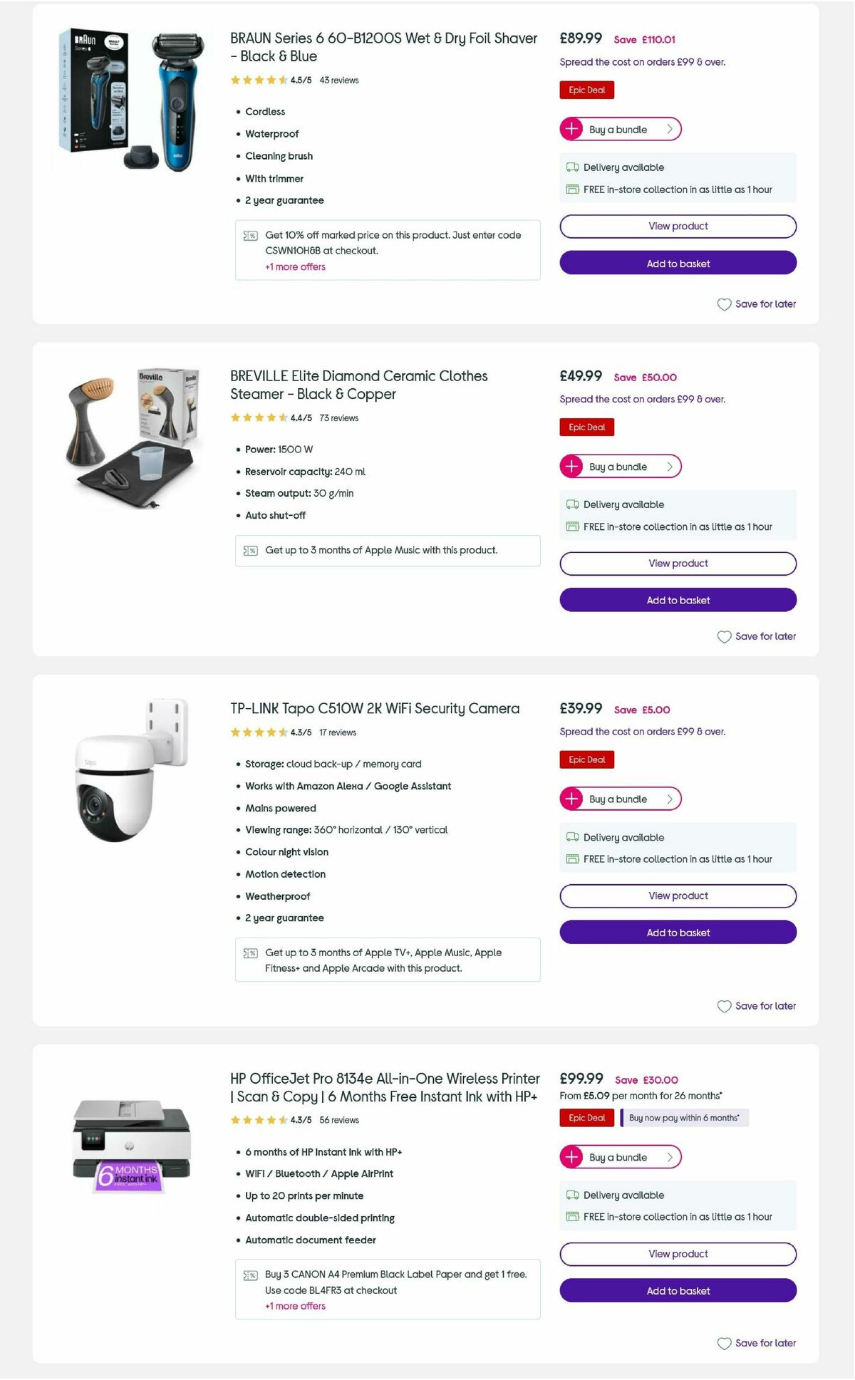 Currys Offers from 4 July