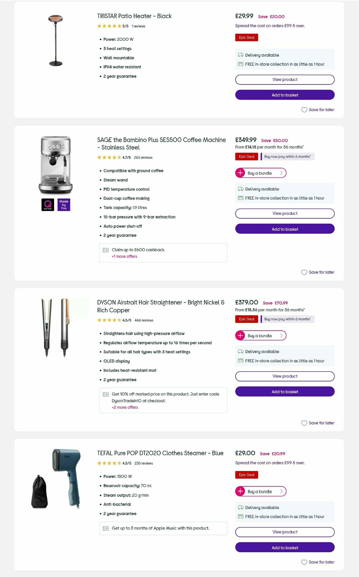 Currys Offers from 4 July