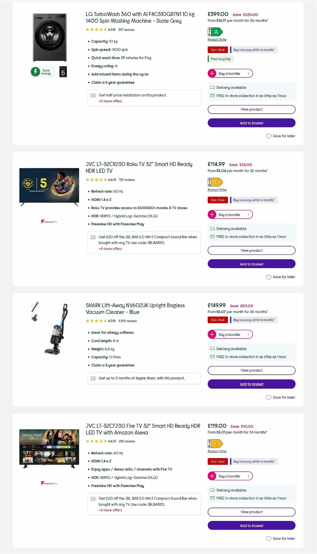 Currys Offers from 4 July