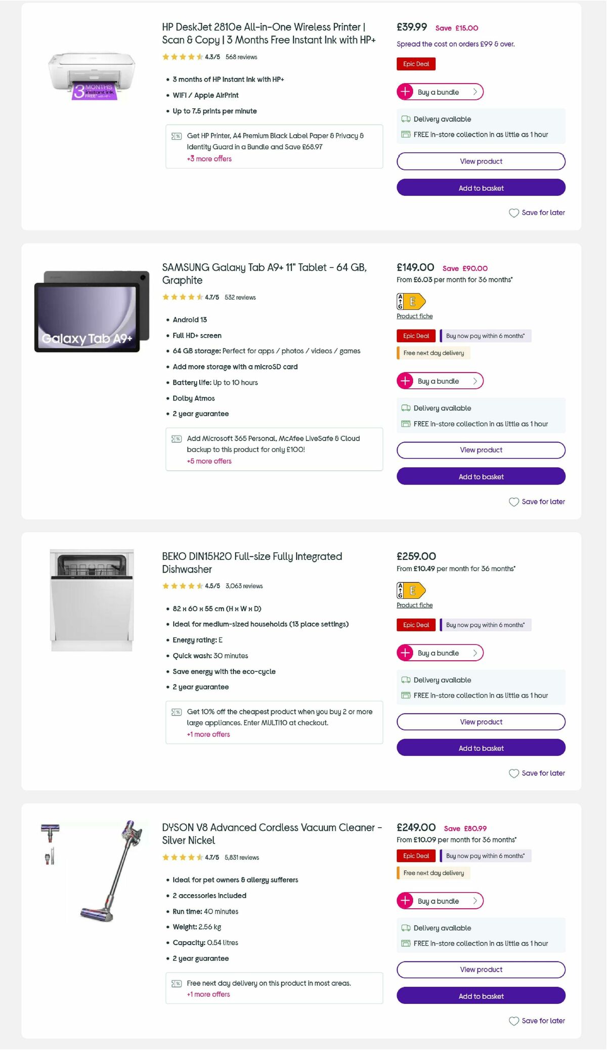 Currys Offers from 4 July