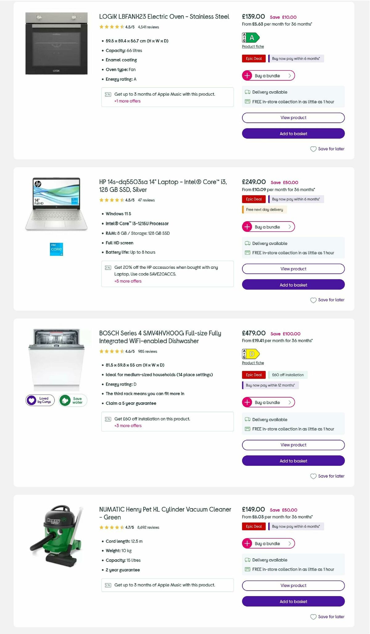 Currys Offers from 4 July