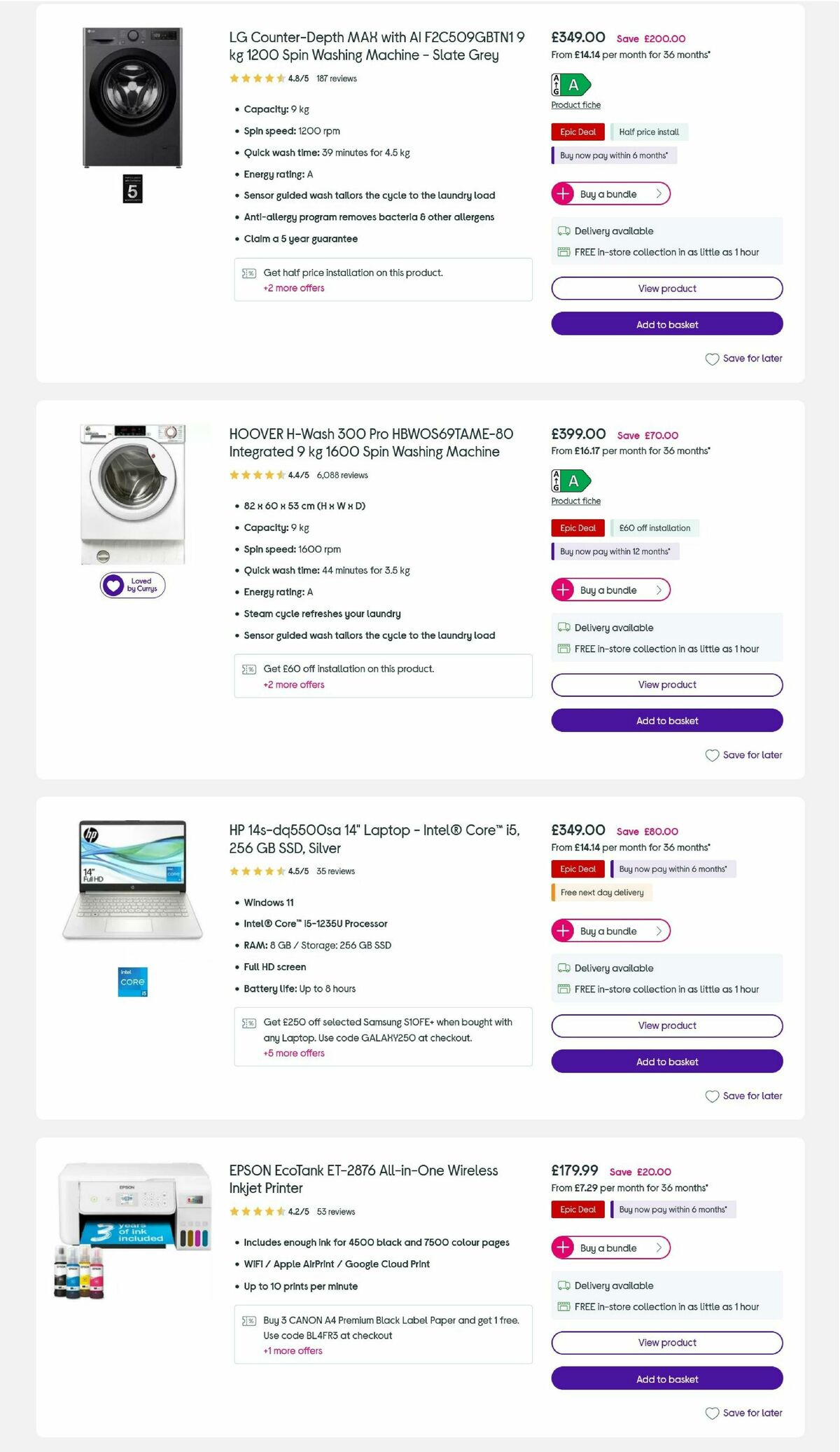 Currys Offers from 4 July