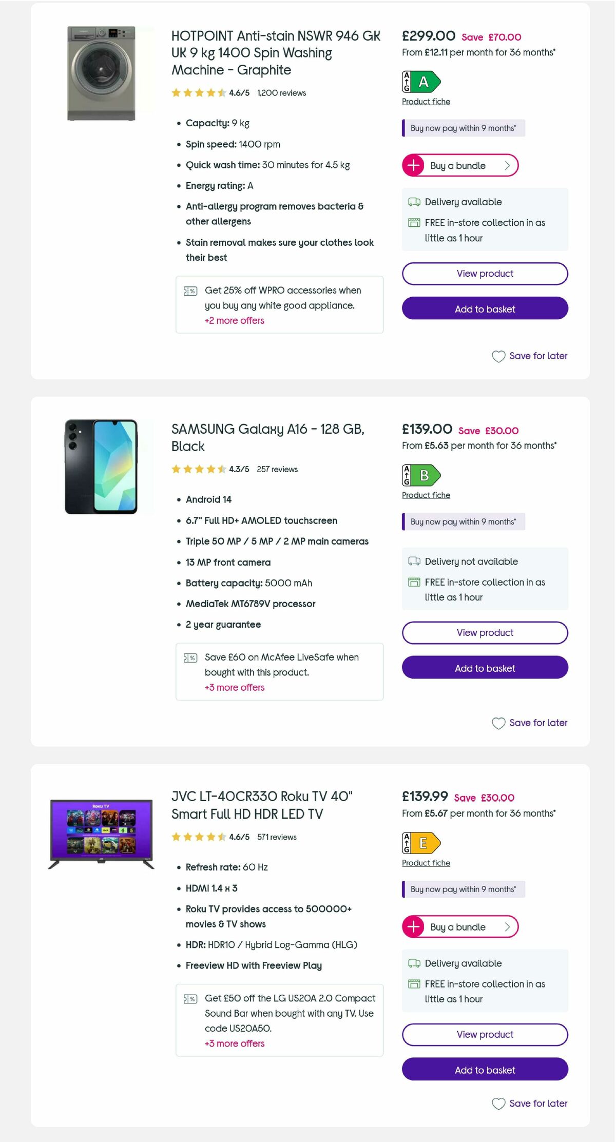 Currys Offers from 6 August