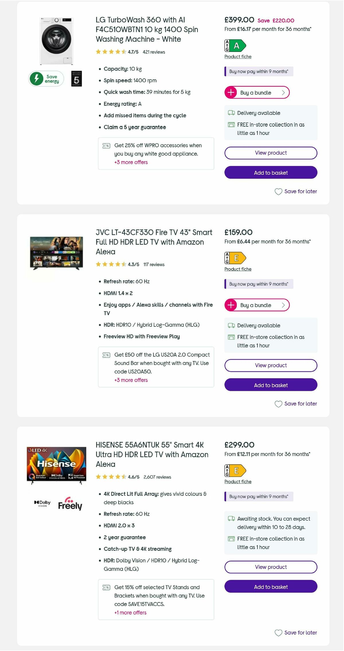 Currys Offers from 6 August