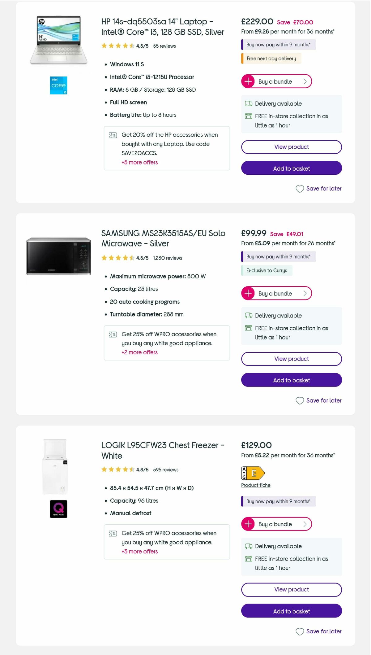 Currys Offers from 6 August