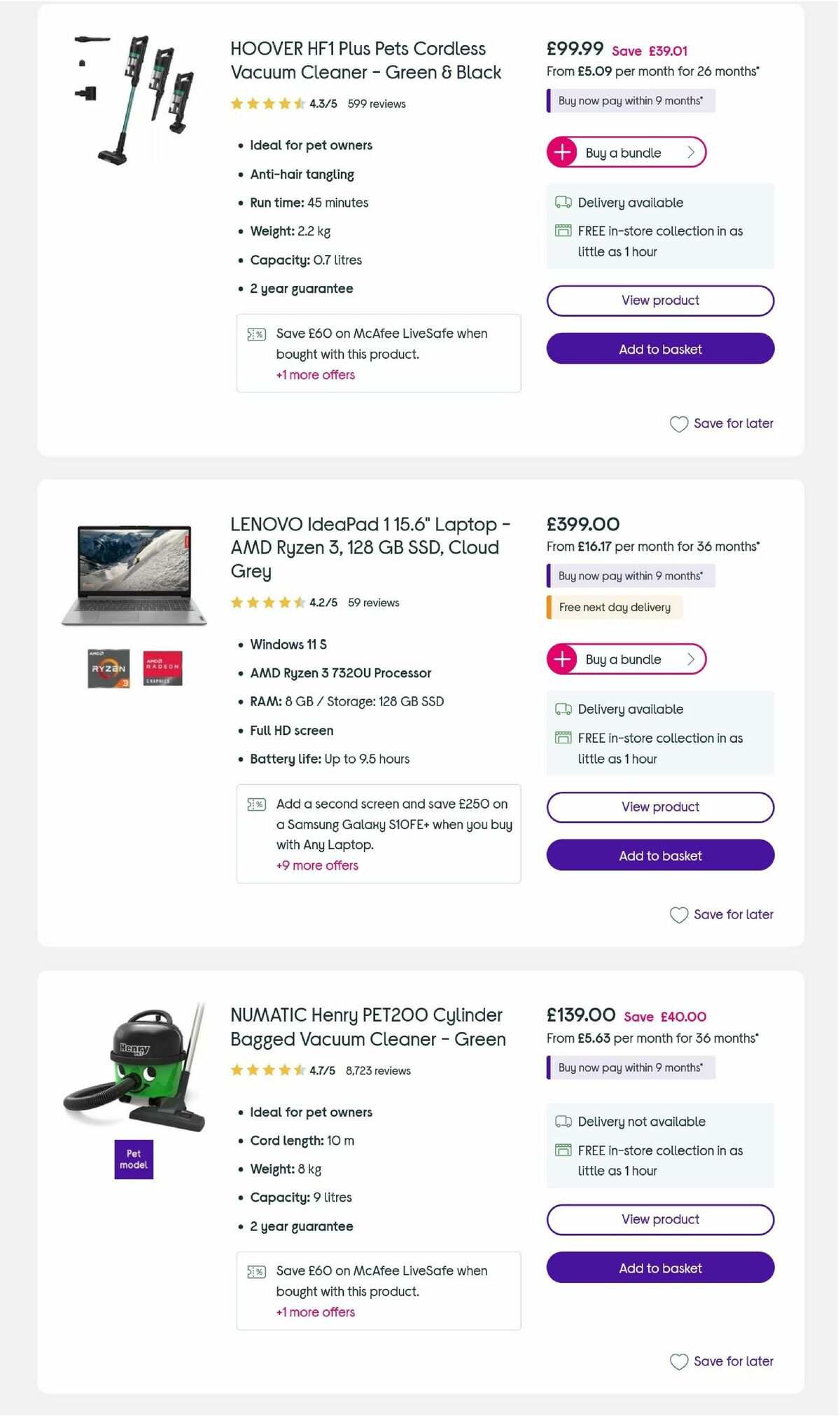 Currys Offers from 6 August
