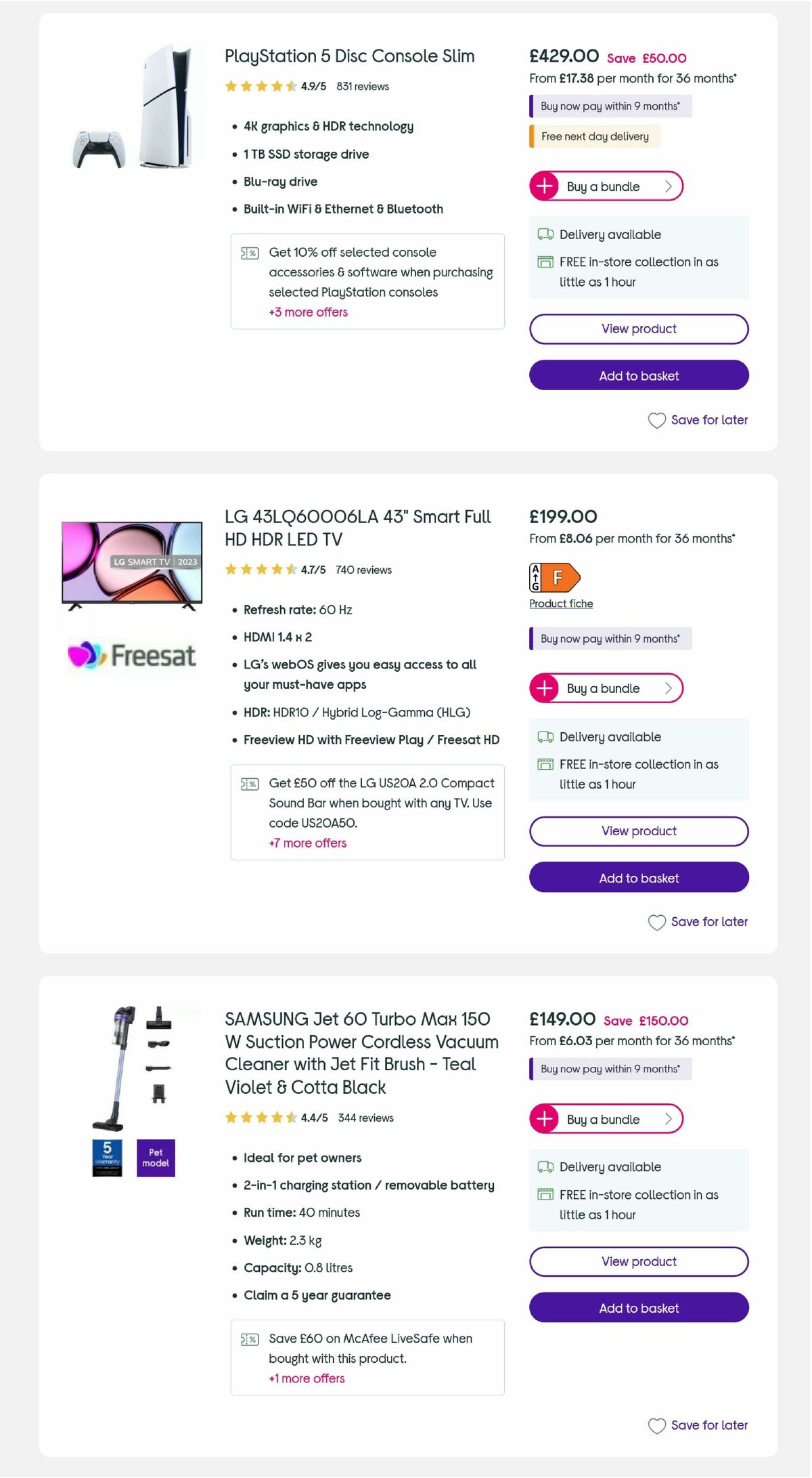 Currys Offers from 6 August