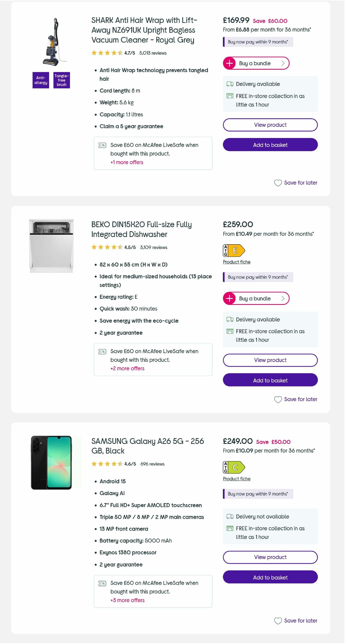 Currys Offers from 6 August