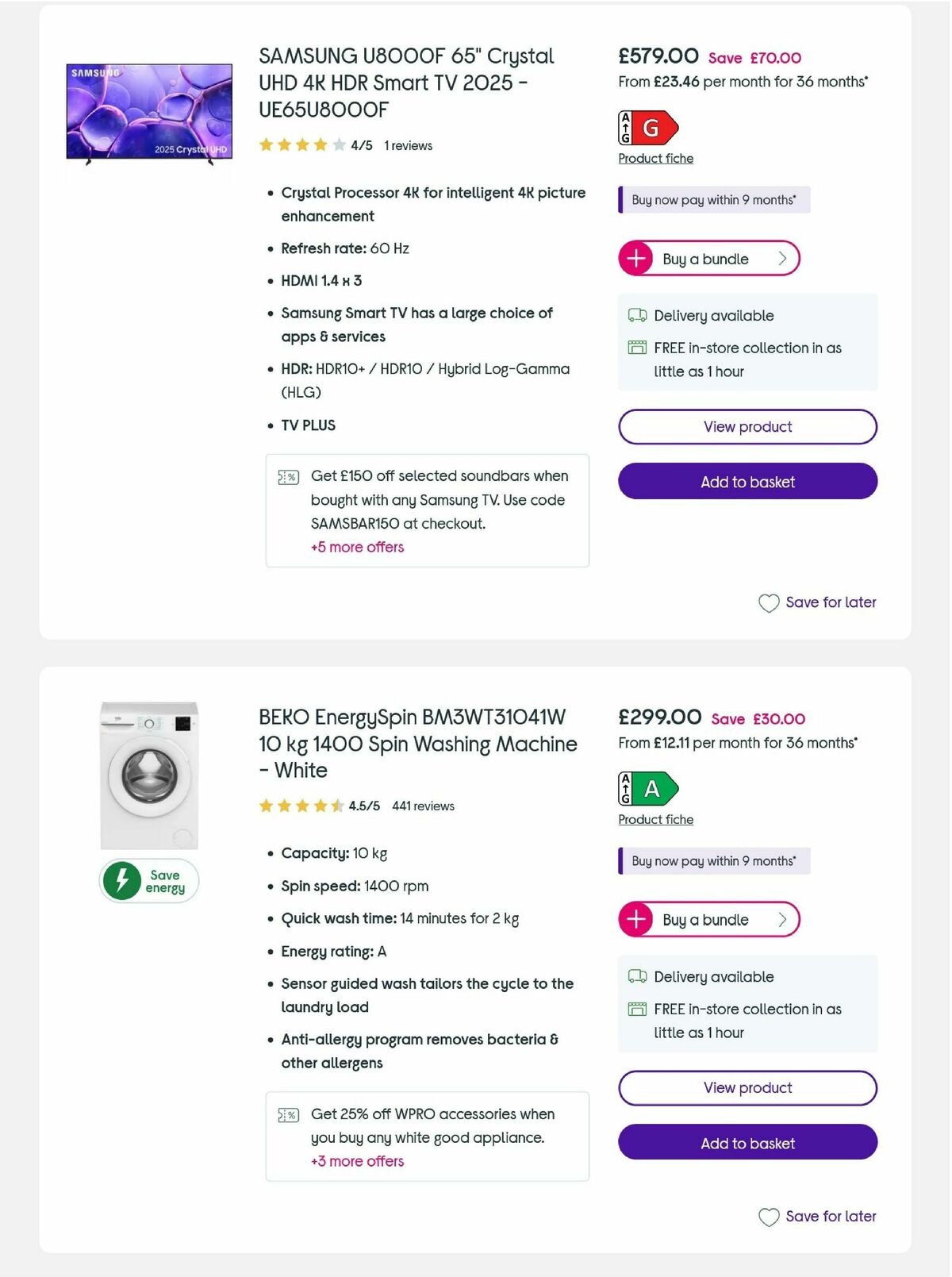 Currys Offers from 6 August