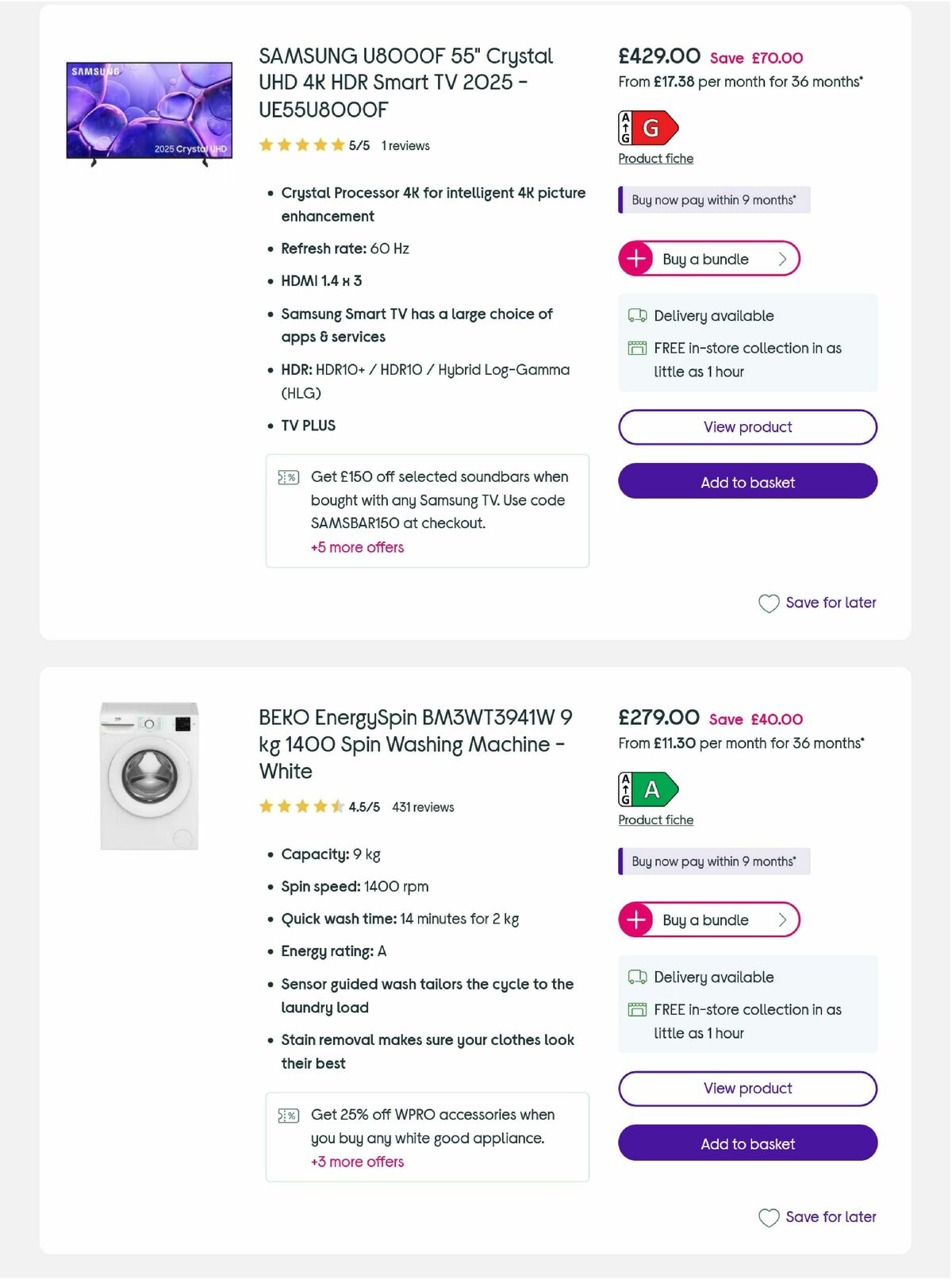 Currys Offers from 6 August