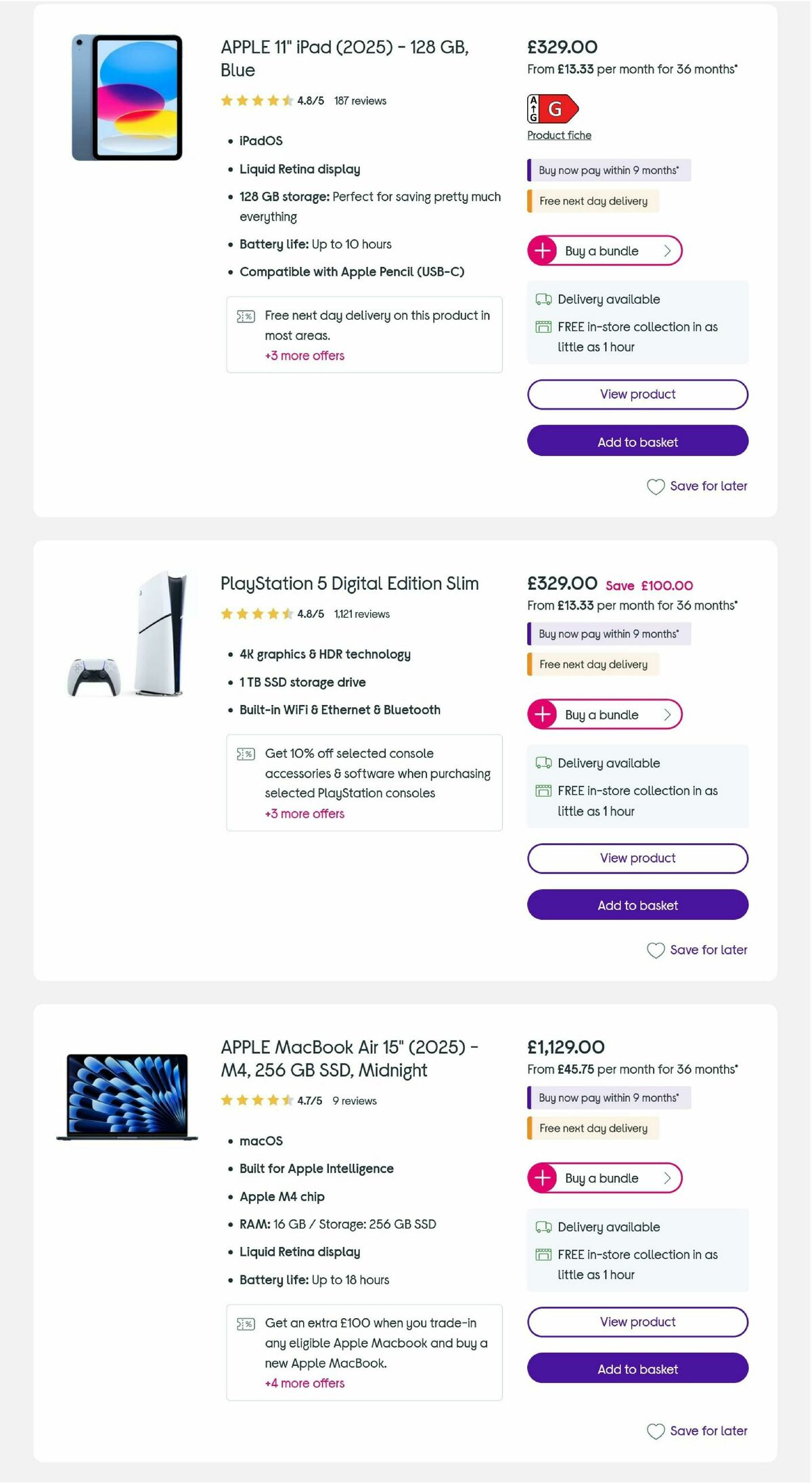 Currys Offers from 6 August